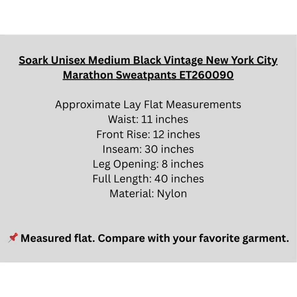 Soark Unisex Medium Black Vintage New York City Marathon Sweatpants